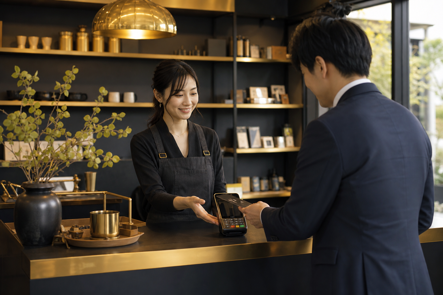 飲食店や小売店などの店頭でキャッシュレス決済を活用するイメージ