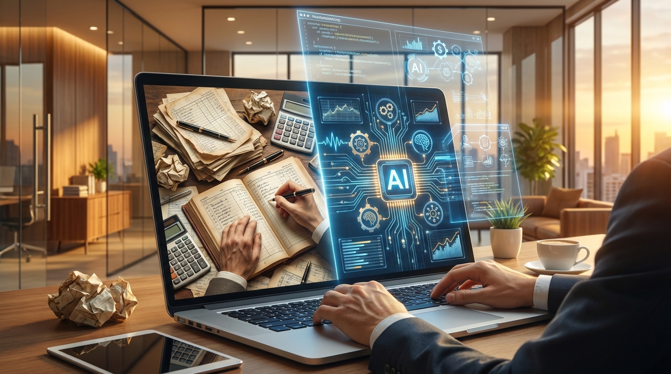 従来の会計業務とAI自動化の比較